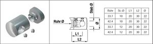 Rundstabtrav. kurz, eingesattelt 33.7/ 10 mm geschliffen 1.4301 - INOXTECH-Handlauf-/Geländer-System