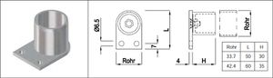 Handlaufsteckrohr mit eins eck Wandpl 33.7 mm geschliffen 126838 - INOXTECH-Handlauf-/Geländer-System