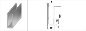 Aluminium U-Profil aus EN AW 6060 T66 Ganzglasgeländer-System L=6000 mm - INOXTECH-Handlauf-/Geländer-System