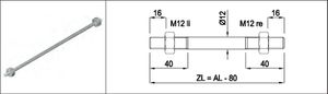 Zugstange bis Länge 1000mm W.1.4305 inkl. 2 Kontermuttern Gewinde M12 - INOXTECH-Handlauf-/Geländer-System