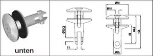 Zugstangen Glashalter unten für Glasdicke 16.76 - 24.76 mm - INOXTECH-Handlauf-/Geländer-System
