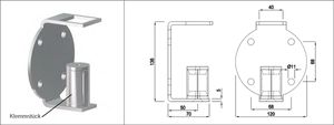 Pfostenhalter runde Form 40 x 40 x 2 mm geschliffen 1.4301 - INOXTECH-Handlauf-/Geländer-System