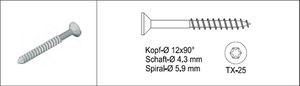 Senk-Spanplattenschrauben mit TX 25 6 x 40 mm 1.4301 - INOXTECH-Handlauf-/Geländer-System