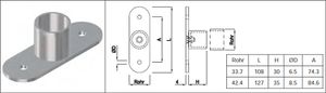 Handlaufsteckrohr mit doppels ru Wandpl 33.7 mm geschliffen 126836 - INOXTECH-Handlauf-/Geländer-System