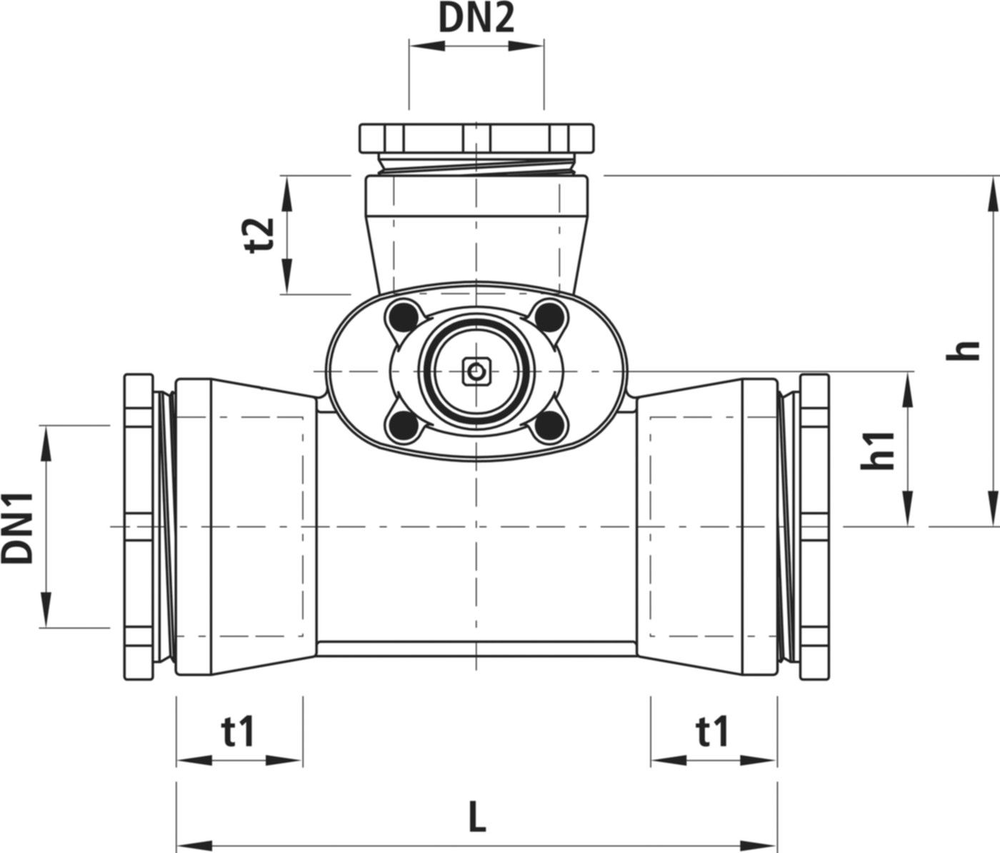 Combi-T mit Schraubmuffen 4360 DN 200/125 - Hawle Armaturen