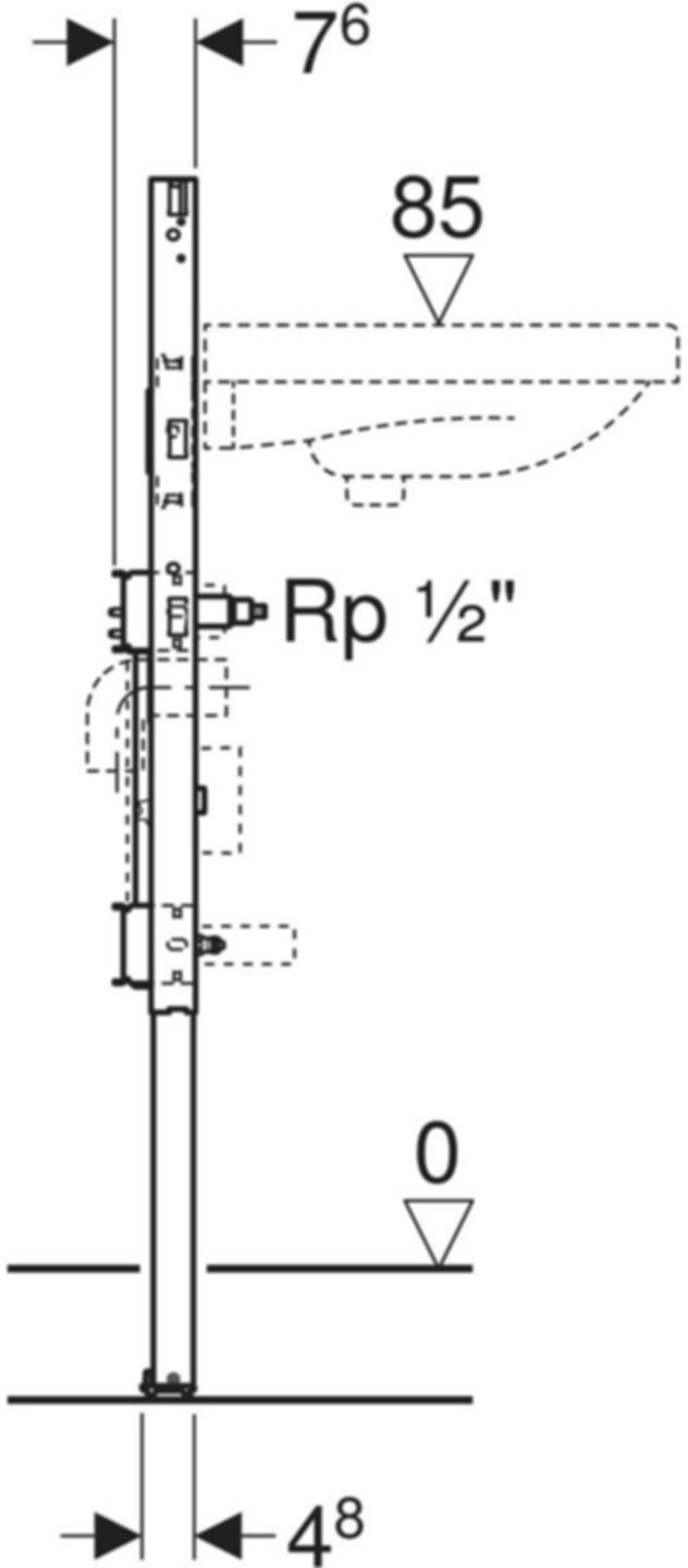 Element für Waschtisch 111.574.00.2 Typ 98, Standarmatur, Wasserzählerstr. - Geberit-Duofix