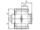 T-Stück red. 130 S 1/2"- 1"- 1/2" 770 130 130 - GF schw. Tempergussfittings