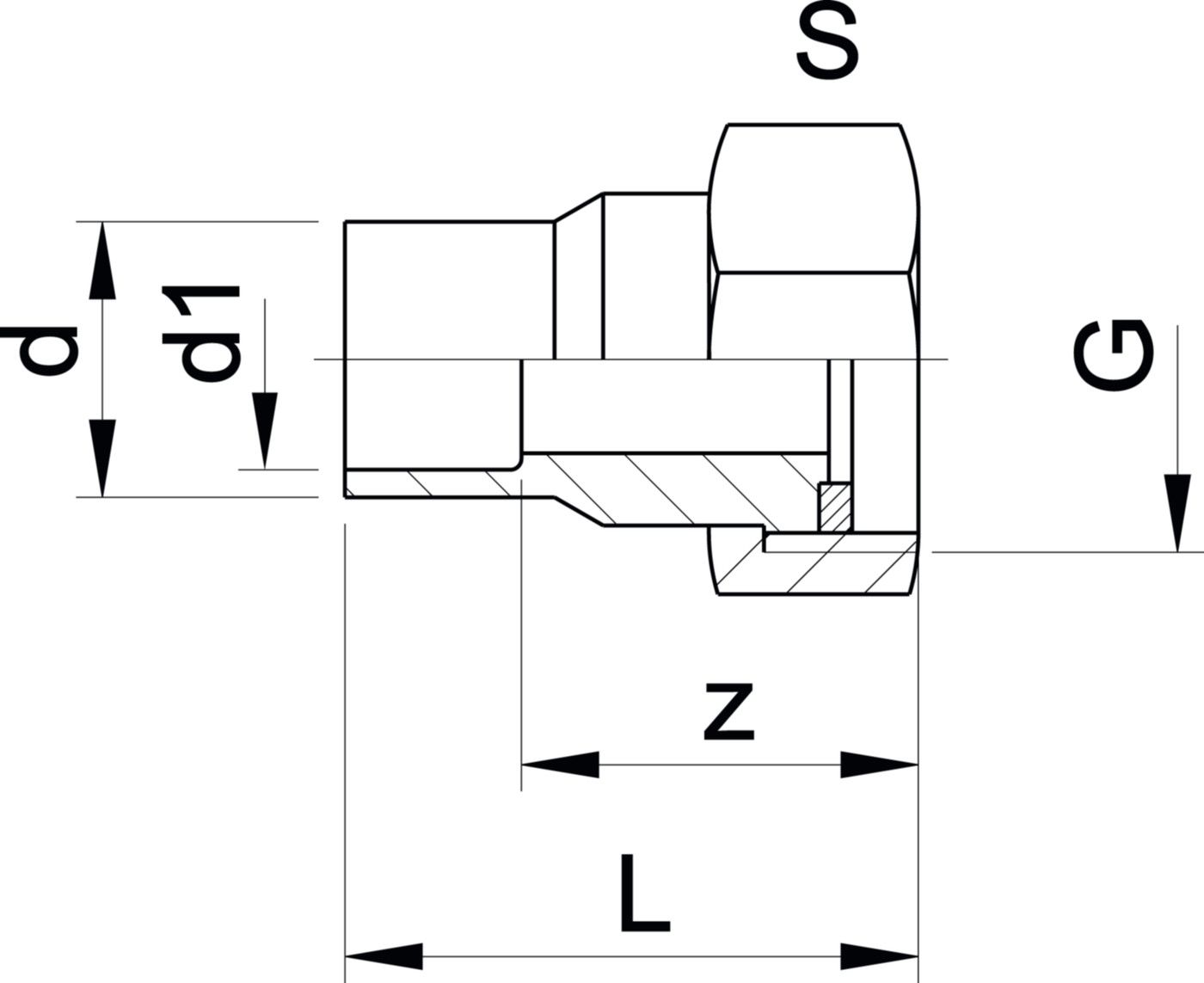 Anschl.Verschraubungen PVC/Mes. 20-3/4" 721 550 306 - GF Hart PVC-U Formstücke