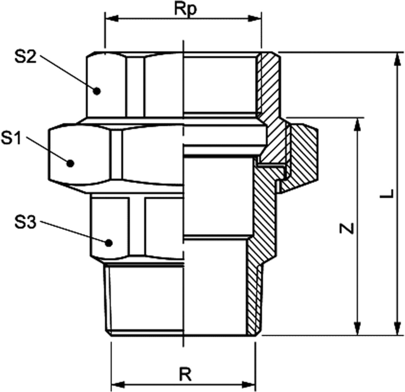 Verschraubung 8331 IG/AG 21/2" - Messing-Gewindefittings