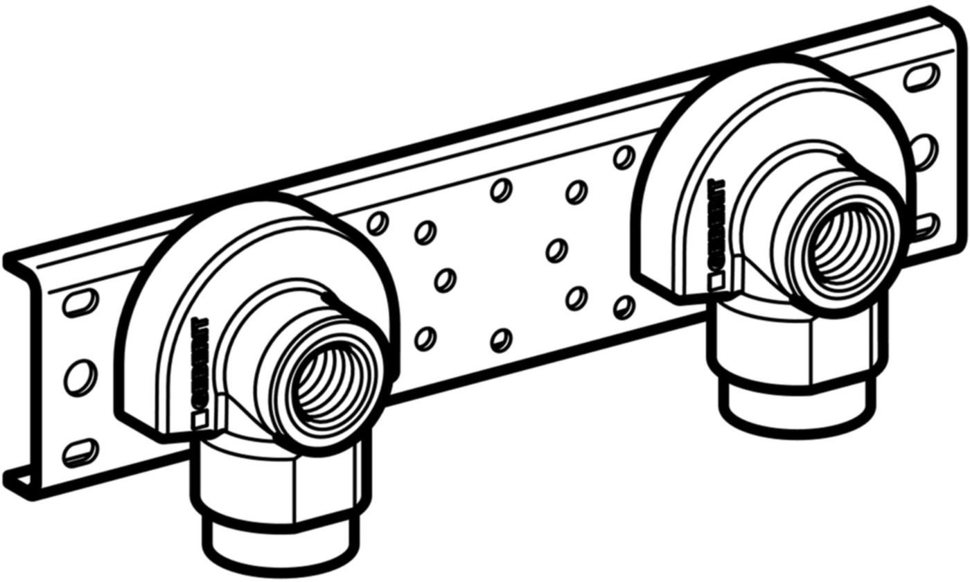 Anschlusswinkel 90° zweifach 100mm 1/2"- MF1/2" mit Aussengewinde 632.863.00.2 - Geberit-Push Fit-Formstücke