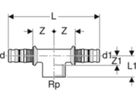 T-Stück m/IG 26mm- 3/4"-26mm 603.362.00.5 - Geberit-Mepla-Formstücke