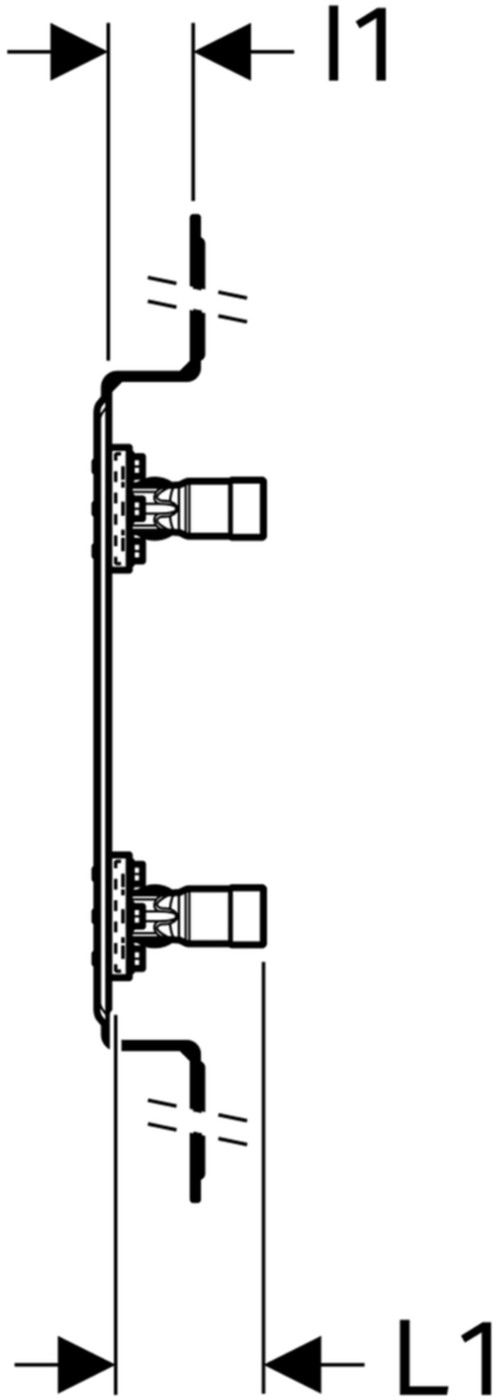 Anschlusswinkel 90° zweifach 100mm 1/2"- MF1/2" abgesetzt, mit Aussengewinde 632.853.00.2 - Geberit-Push Fit-Formstücke