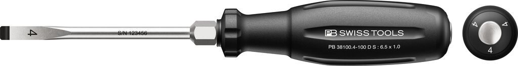 PB Schraubenzieher, SwissGrip Evo, Schlitz , D S PB 38100,  Gr. 4, L=100mm D S - Schraubenzieher