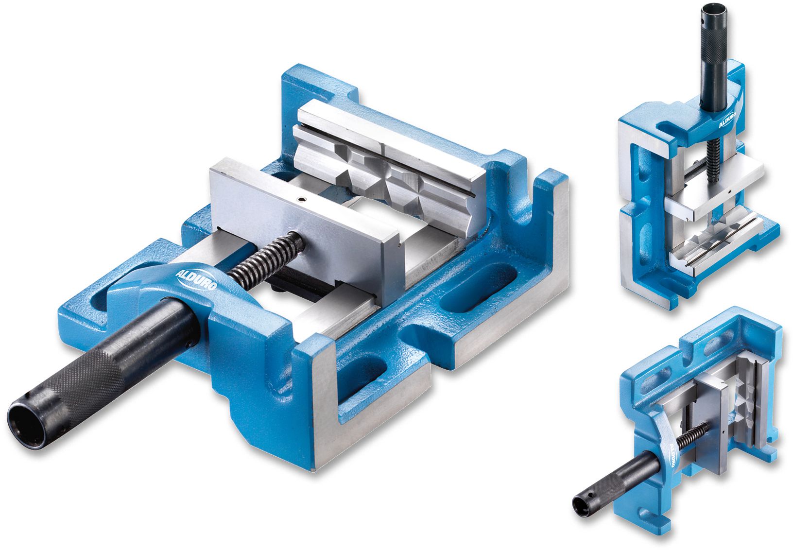 ALDURO 3-Weg Maschinen-Schraubstock Backenbreite 100mm, Spannweite max. 88mm - Spannen