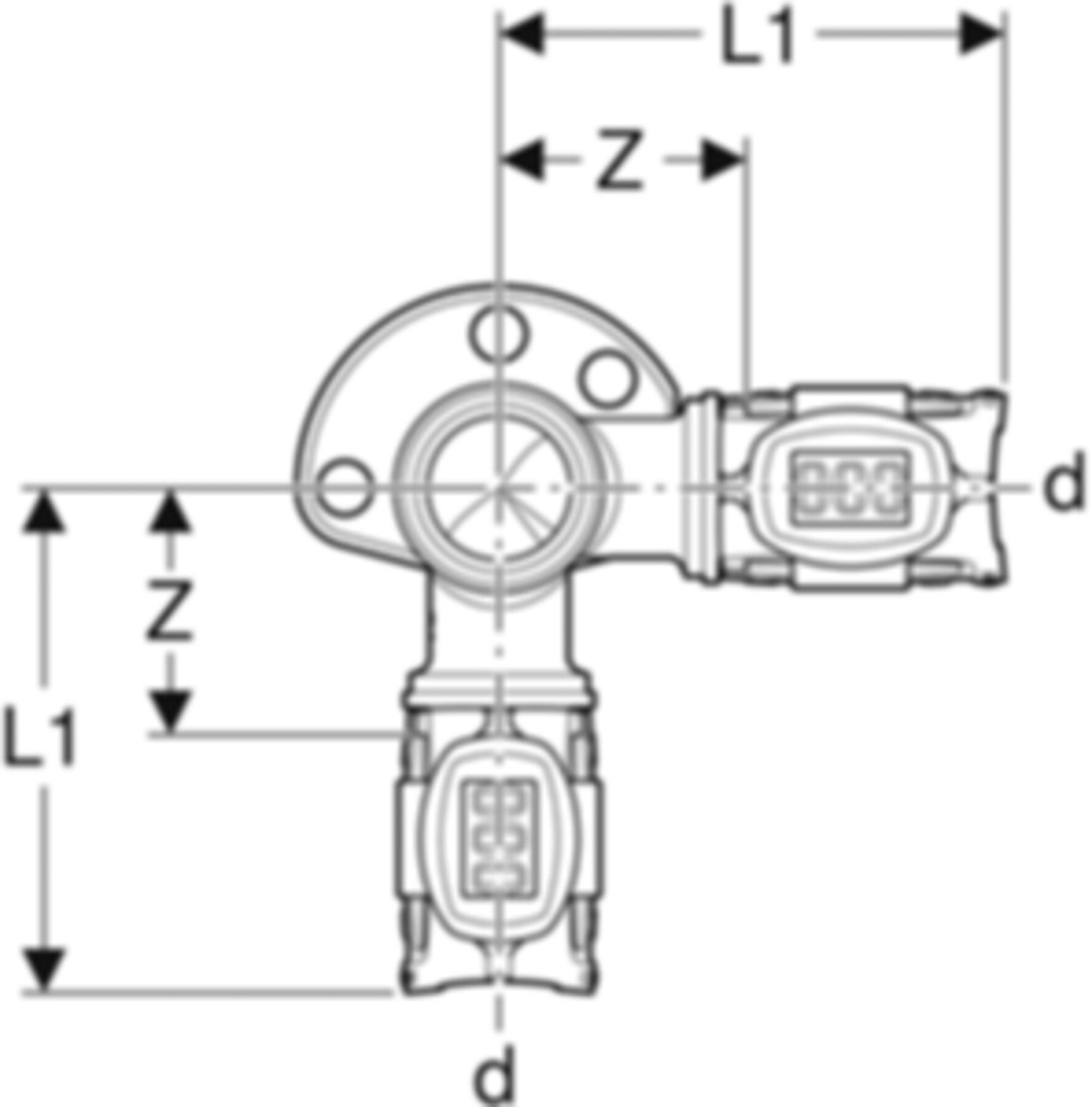 Eckanschlusswinkel 90° 20mm-1/2" L=53mm 620.921.00.1 - Geberit FlowFit-Rohre/Formstücke