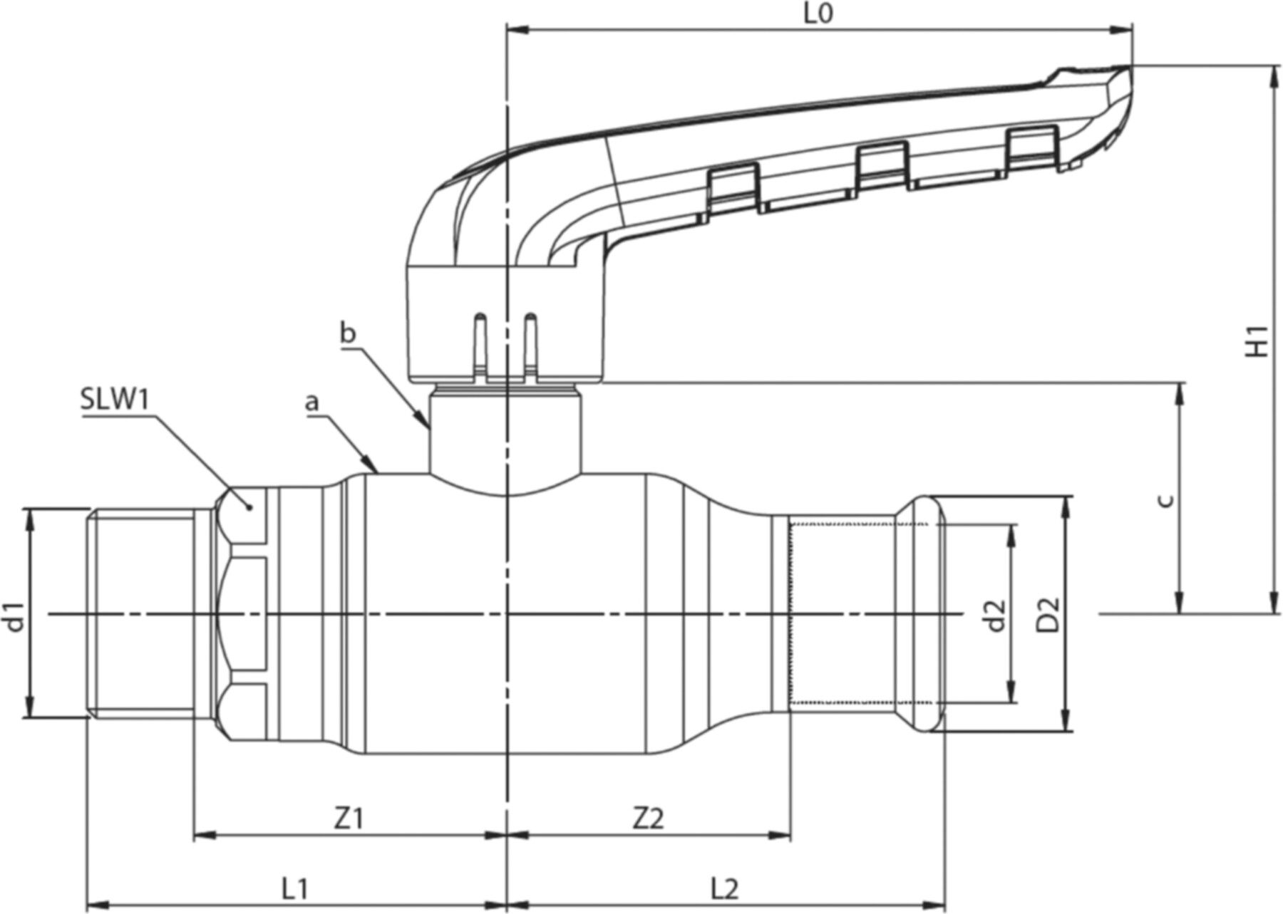 Press-Kugelhahnen kurze Spindel Fullflow BF212001 DN 32 / 35mm - Ballofix/Broen-Armaturen