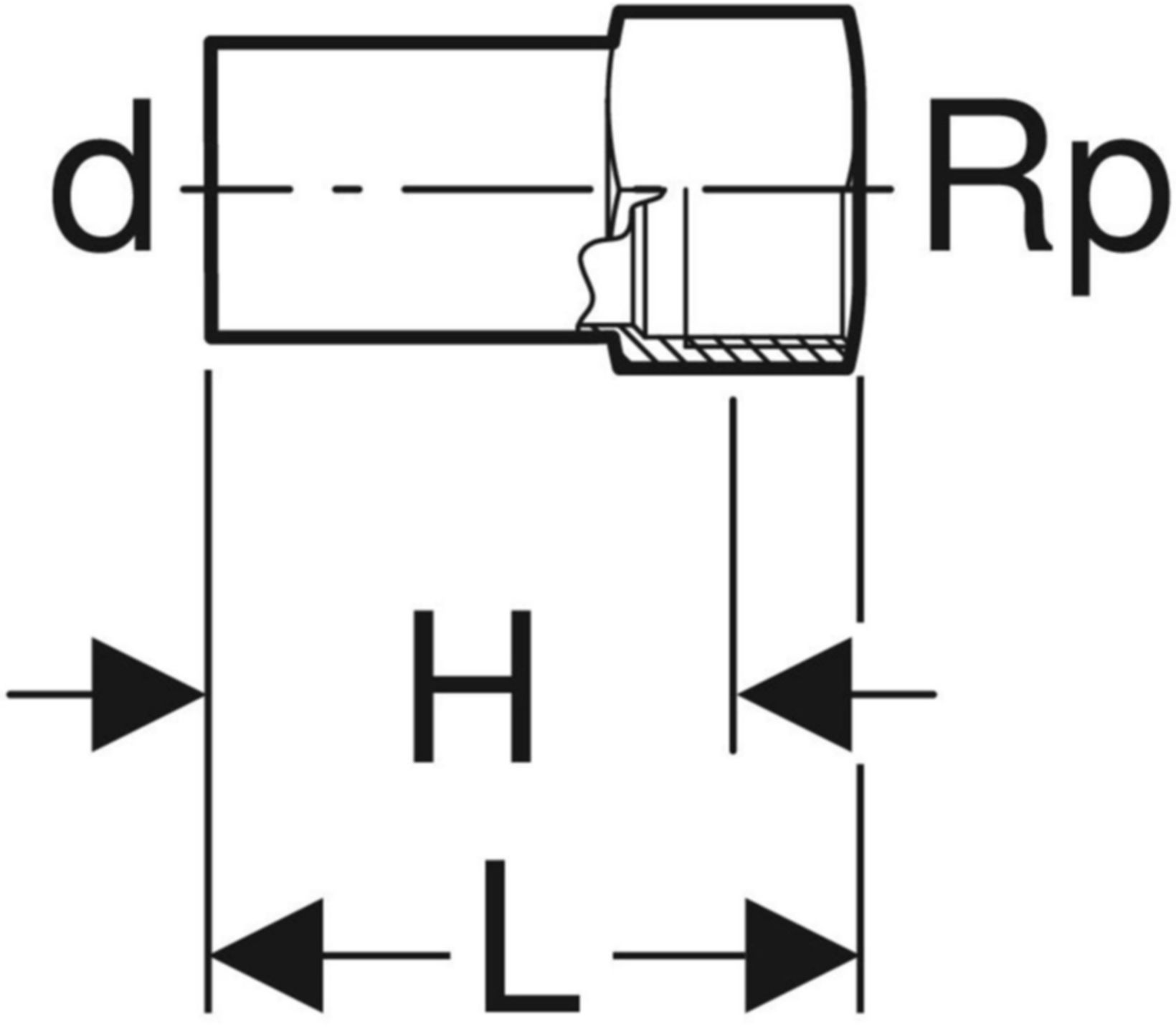 Übergang mit IG 15 x 1/2" 40932 mit Steckende - Mapress Therm Formstücke