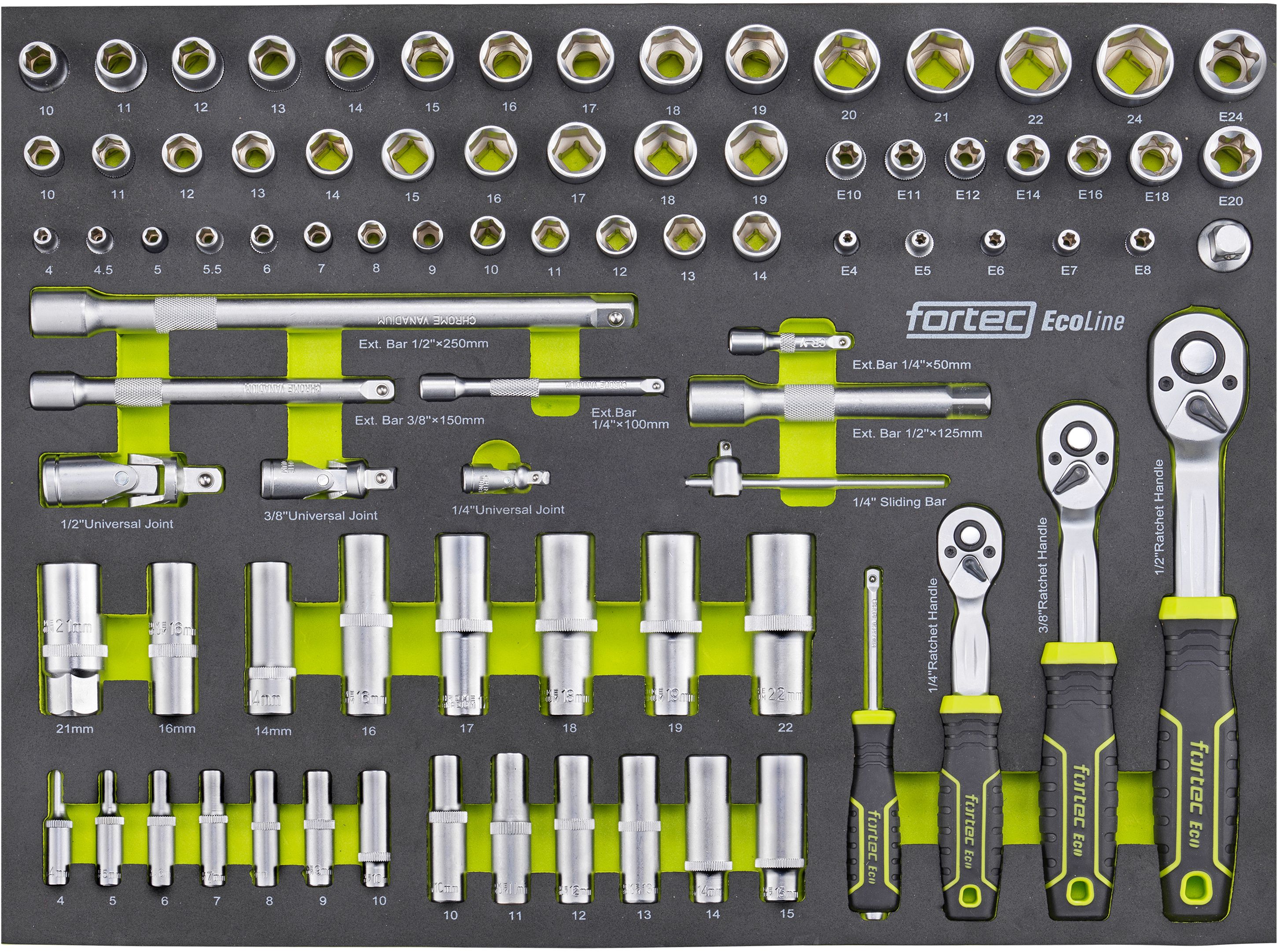 FORTEC Werkstattwagen Eco 299-tlg. 7 Schubladen+ Seitentür, 765x460x820mm - Werkzeugkoffer,Sortimentskoffer,Behälter