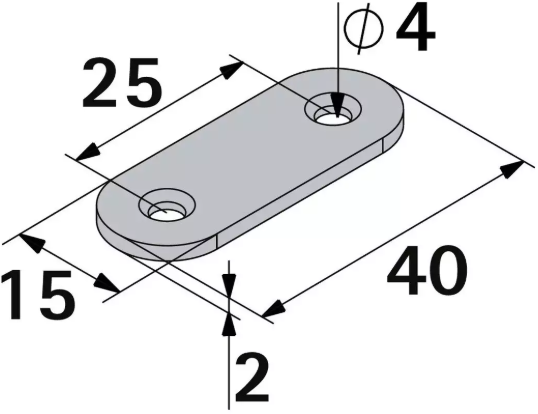 Hettich Verbindungsblech verzinkt, 15 x 40mm, Stärke 2mm - Diverse Möbelbeschläge und Zubehör