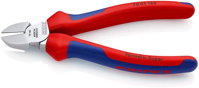 KNIPEX Seitenschneider, verchromt 7005, L= 160mm, Mehrkomp.-Griffhülle - Zangen, Schneiden