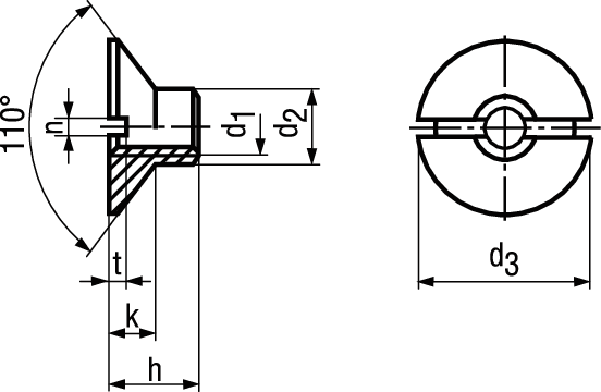 Senkmuttern 110° mit Schlitz St vzb BN224 M6a/16 - Bossard Schrauben