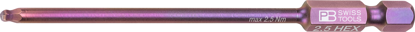 PB Innensechskant-Bit, GR. 2.5 E 6,3 (1/4"), mit Kugelkopf, Winkel bis 22° - Steck- und Drehmomentschlüssel