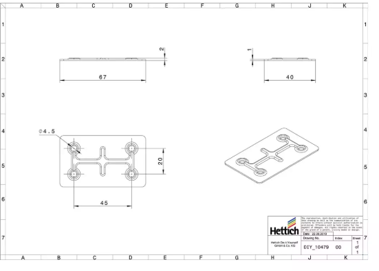 Hettich Verbindungsblech verzinkt, 86 x 40mm - Diverse Möbelbeschläge und Zubehör