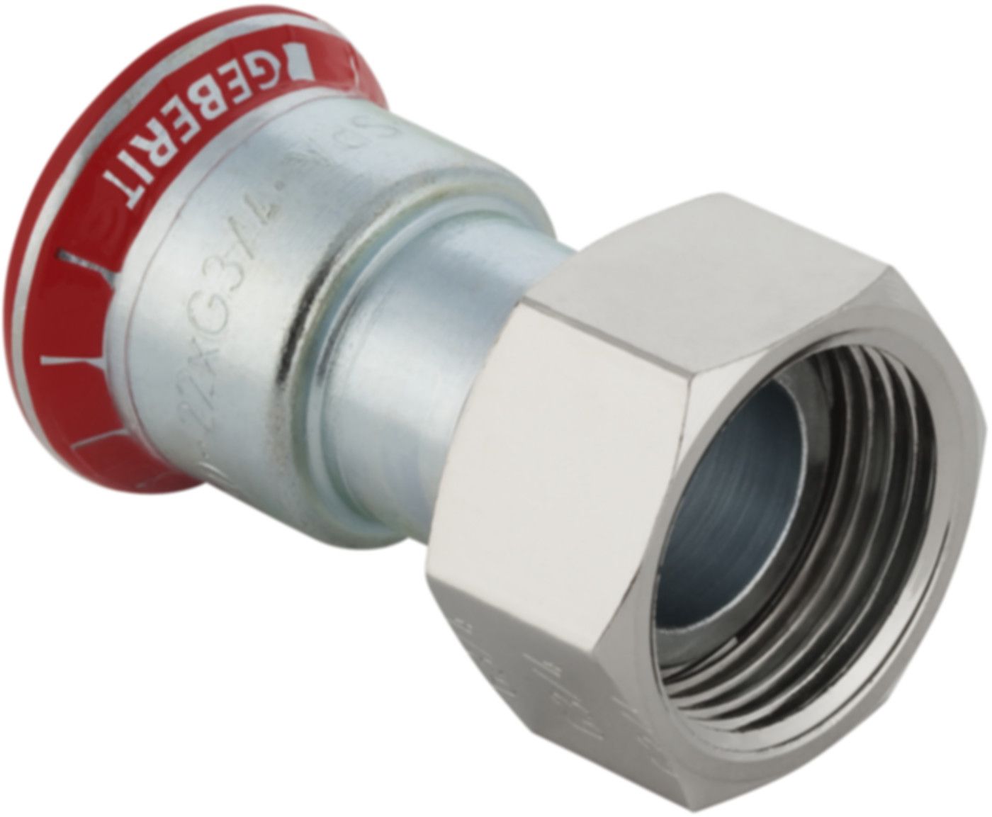 Übergangsverschraubung 22mm- 3/4" 25049 Überwurfmutter vernickelt - Mapress-Heizungs-Formstücke