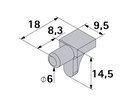 Hettich Tablarträger Kunststoff weiss, mit Zapfen D = 6mm, à 20 Stk - Diverse Möbelbeschläge und Zubehör