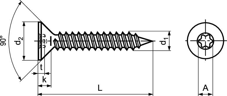Senk-Blechschr I-6rd Spitze St vzb BN11255 2,9x13/X10 - Bossard Schrauben