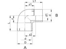 Winkel 90° mit Muffen/Stutzen 32-25 mm 721 100 308 - GF Hart PVC-U Formstücke