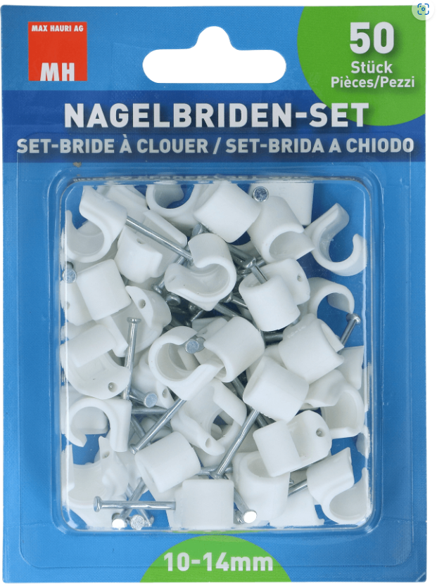 Nagelbriden, schlagfest Ø 10 - 14 mm, weiss, Pack à 50 Stück - Elektrozubehör