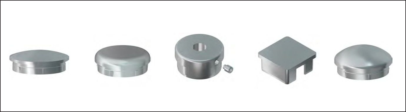 Rohrkappe Vollmaterial rund 38.0 x 2.0 mm geschliffen 1.4301 - INOXTECH-Handlauf-/Geländer-System