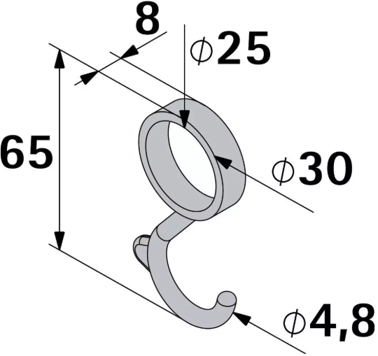 Hettich Schrankrohr-Haken verchromt, für Schrankrohr D = 25mm, à 2 Stk - Diverse Möbelbeschläge und Zubehör