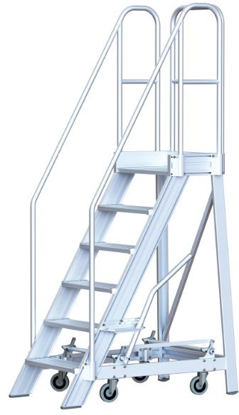 HB Podesttreppe einseitig begehbar, fahrbar Typ 495.6, 3 Stufen, H=0.72m - Garten