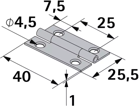 Hettich Scharnier Stahl schwarz, 40 x 25 x 1mm, à 2 Stk - Diverse Möbelbeschläge und Zubehör