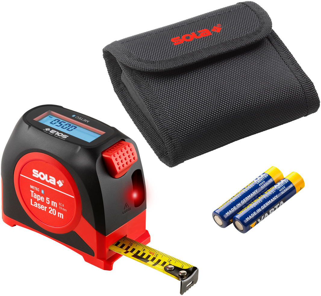 METEC Digitales Rollbandmass 2 x 1.5V (AAA) Batterien, Gürteltasche, Quickstart - Längenmessen