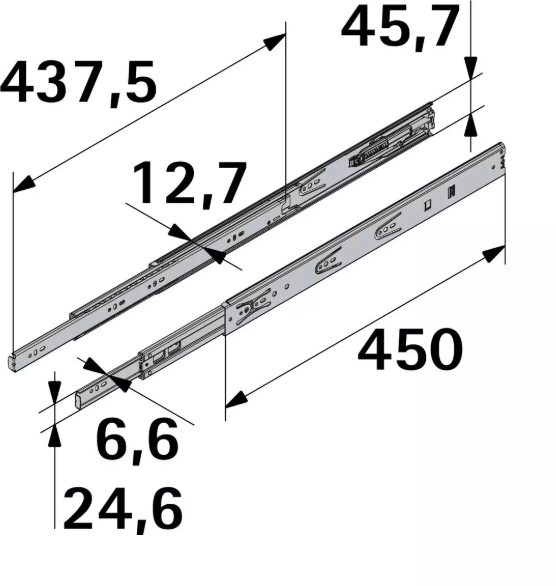 Hettich Kugelpräzisionsvollauszug KA 4532, 450mm, Silent System mit Dämpfer, à 2 Stk - Diverse Möbelbeschläge und Zubehör