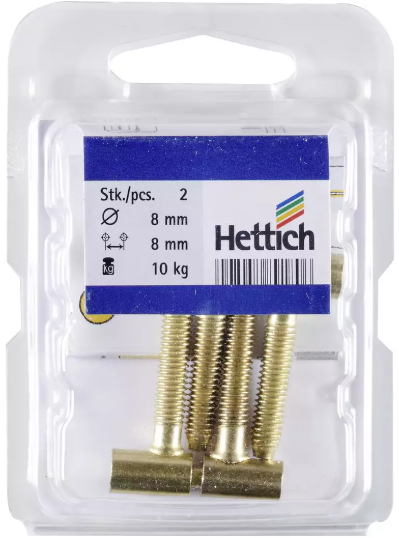 Hettich Einbohrband vermessingt, 8 x 28mm, Traglast 10kg, à 2 Stk - Diverse Möbelbeschläge und Zubehör