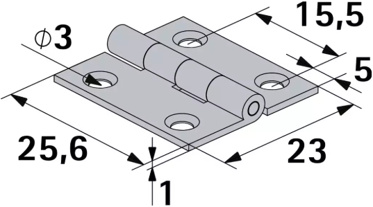 Hettich Scharnier Stahl schwarz, 25 x 18 x 0.8mm, à 2 Stk - Diverse Möbelbeschläge und Zubehör