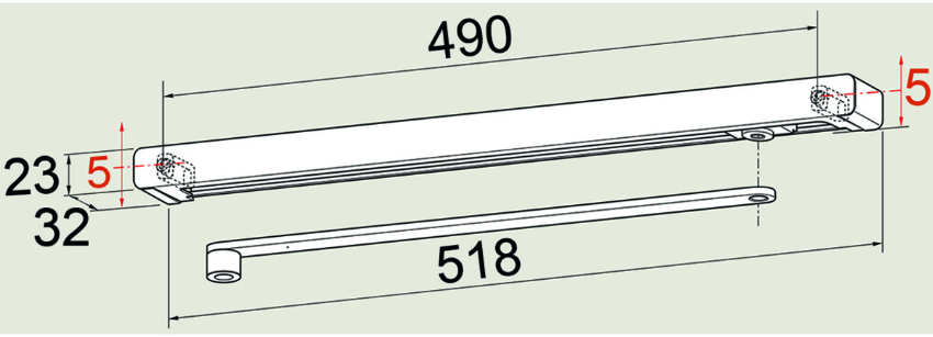 Dormakaba Gleitschiene G-N XEA silber, für Sturzmontage mit Hebel - Türöffner, Türschliesser, Türfeststeller