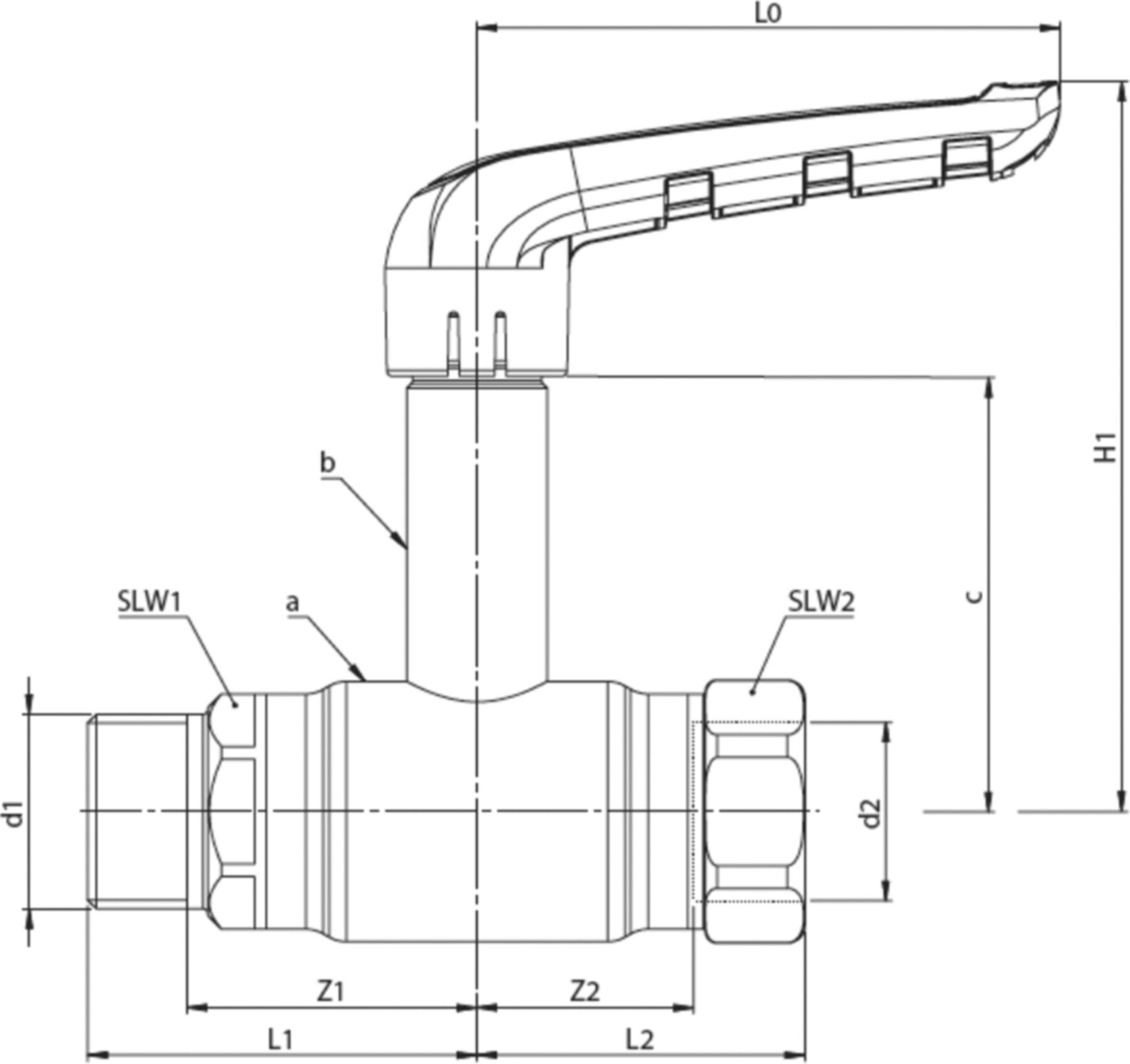 Kugelhahnen lange Spindel Fullflow BF224011 DN 15 - Ballofix/Broen-Armaturen