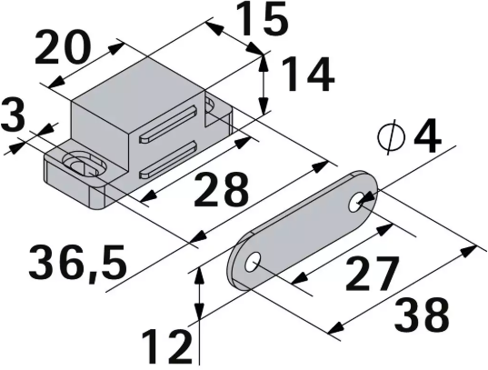 Hettich Magnetschnäpper weiss, 15 x 13mm, Haltekraft 2kg, à 4 Stk - Diverse Möbelbeschläge und Zubehör