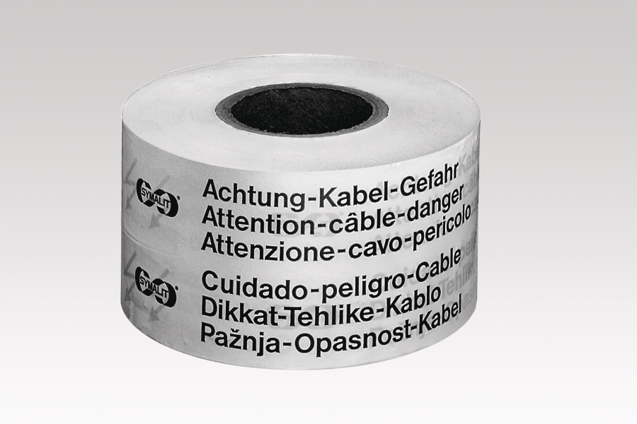 Trassenwarnband "Achtung Kabel" B=40mm, Rolle à 250m, mit Metalleinlage - Trassenwarnbänder
