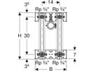 GIS-Waschtisch-Set Standarm.461.155.00.1 zwei Wasserstrecken mit UP-Ventil - Geberit Systemventile / Armaturen
