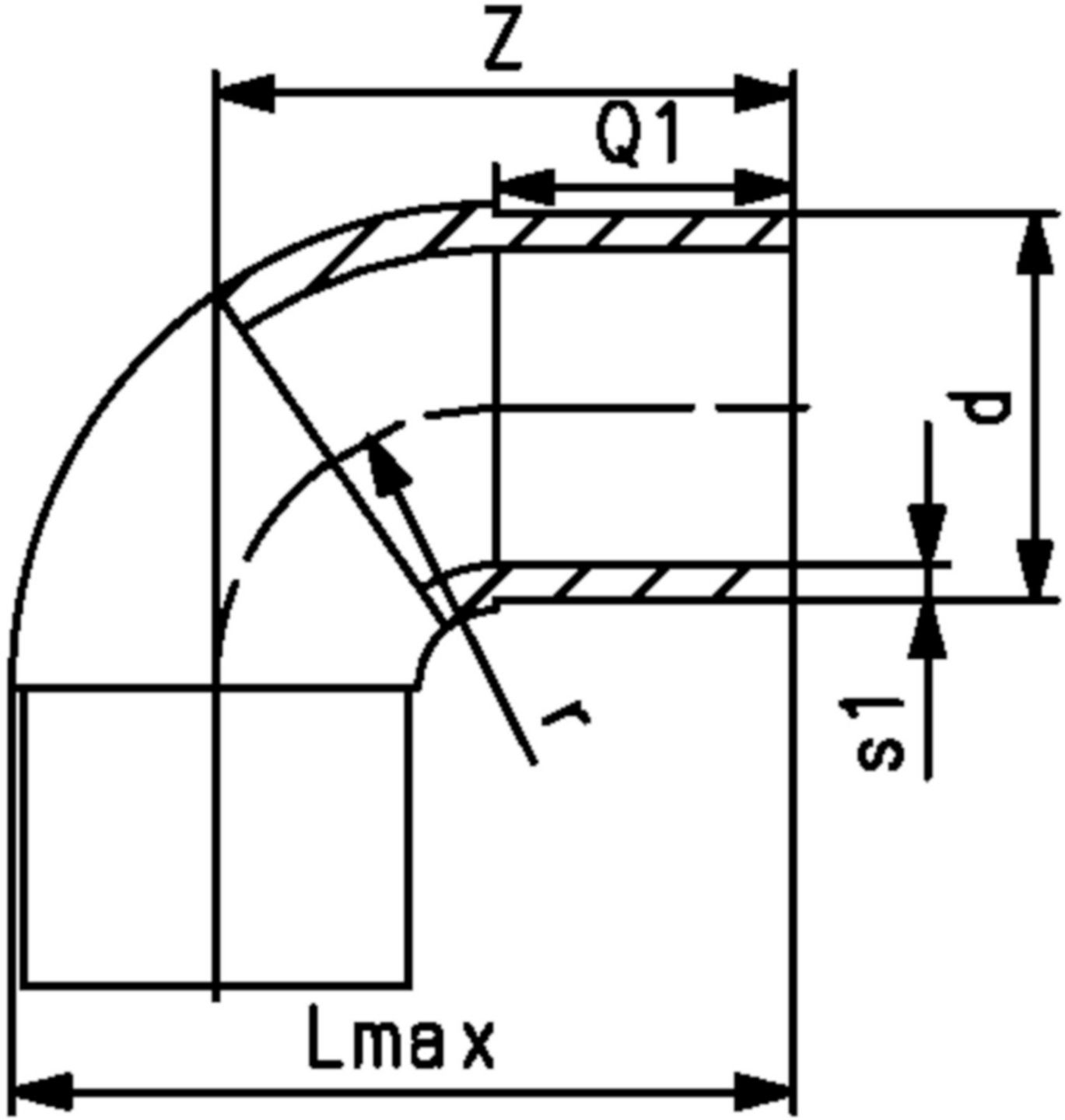 Bogen 90° nahtlos PE100 S5 PN 16 d 110mm 753 001 014 - PE100 Stutzenformstücke langschenklig