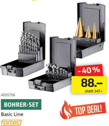 FORTEC Spiralbohrer Basic Edition 3 in 1 Spiralbohrersatz 1-10mm , Senker-und Stufenbohrer - Bohren