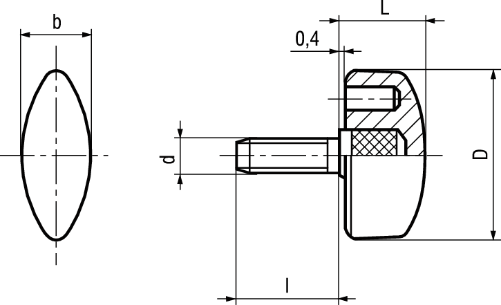Flügelschrauben Elesa® CT.476 p BN14211 8361CT.476/30p-M6x - Bossard Schrauben