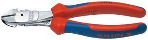 KNIPEX Kraft-Seitenschneider, verchromt 7405, L= 160mm, Mehrkomp.-Griffhülle - Zangen, Schneiden