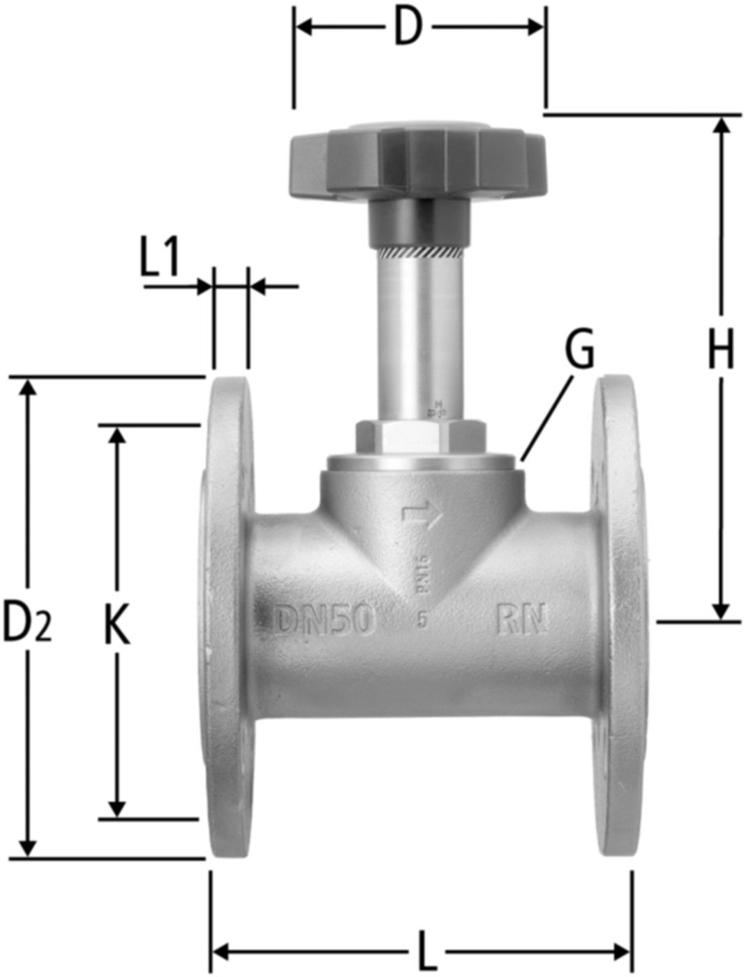 Geradsitzventil mit Flanschen DN 25 23108.23 mit Easy-Top-Oberteil Edelstahl - Nussbaum Armaturen